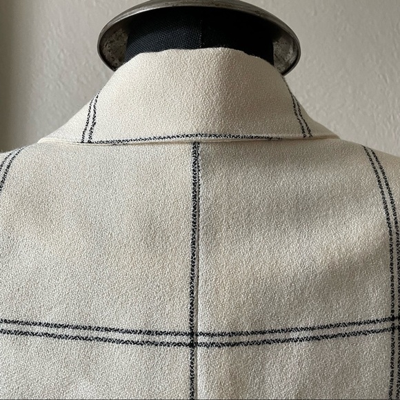 Nwt vintage 1980s 100% wool cream blazer with black stripes size 8 - Picture 9 of 17